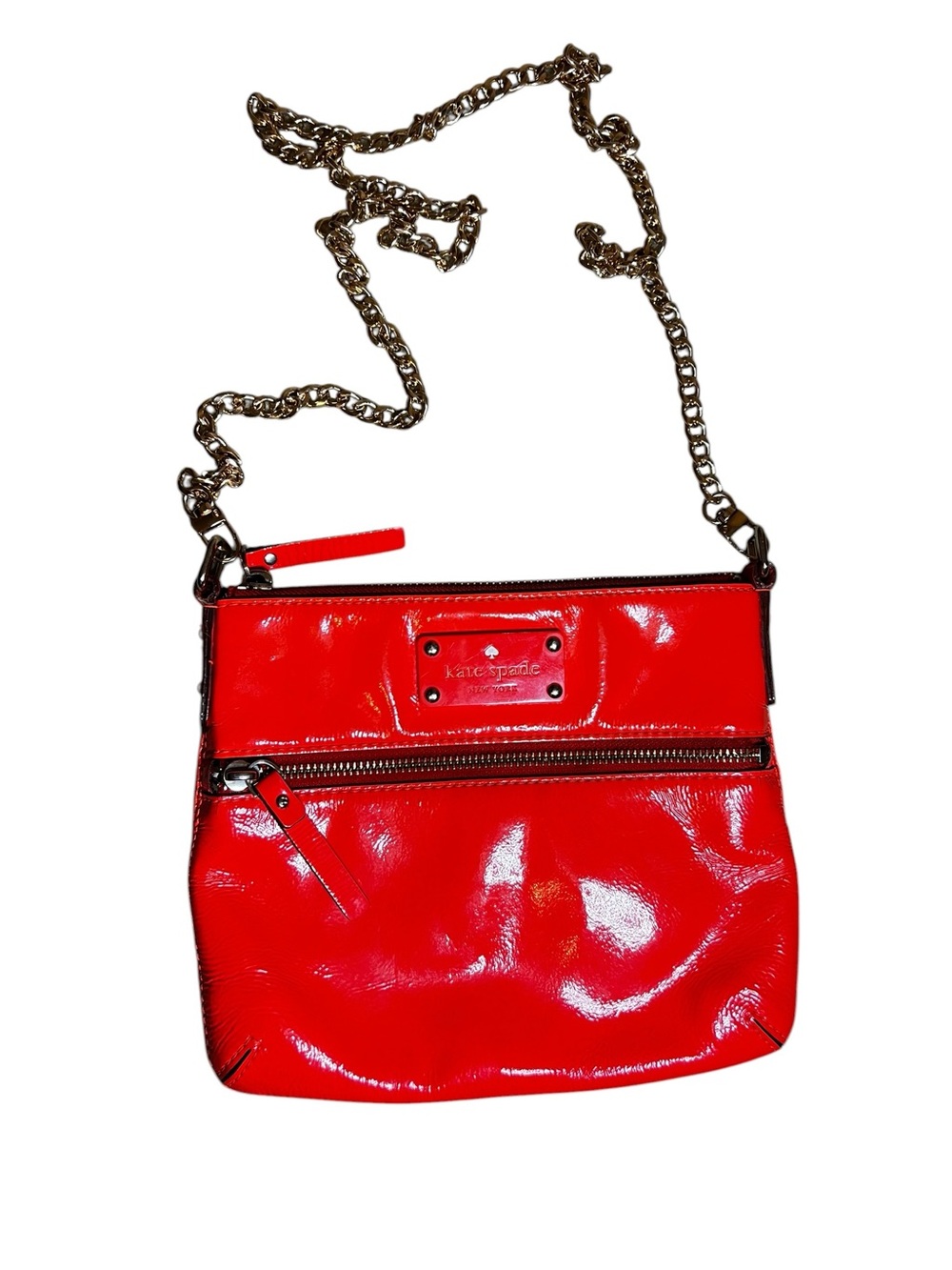 kate spade Flicker Tinley Patent Leather Crossbody with Gold Chain